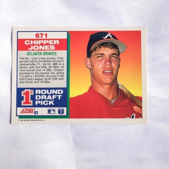 1991 Score Chipper Jones “1st Round Draft Pick” Card - Picture 5 of 9
